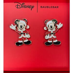 Disney Baublebar Mickey Mouse Santa Stud Earrings NEW Christmas Holiday Gift